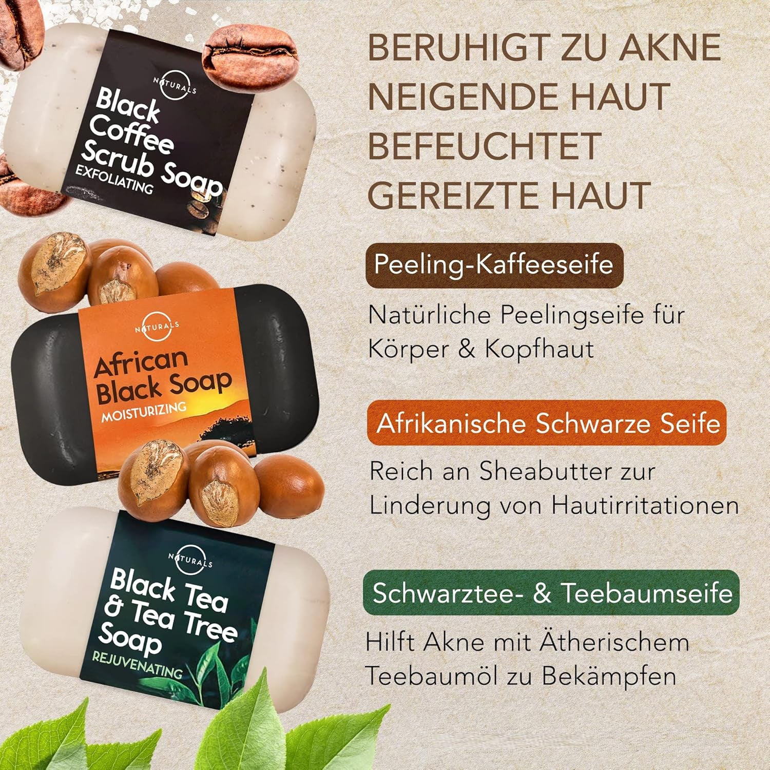 O Naturals 6 Stück Seifen Duschgel Naturkosmetic Stück 100% Bio Und Vegan Feste Dusche- Handseife, Gesichtsseife Und Körperseife- Männer Und Frauen