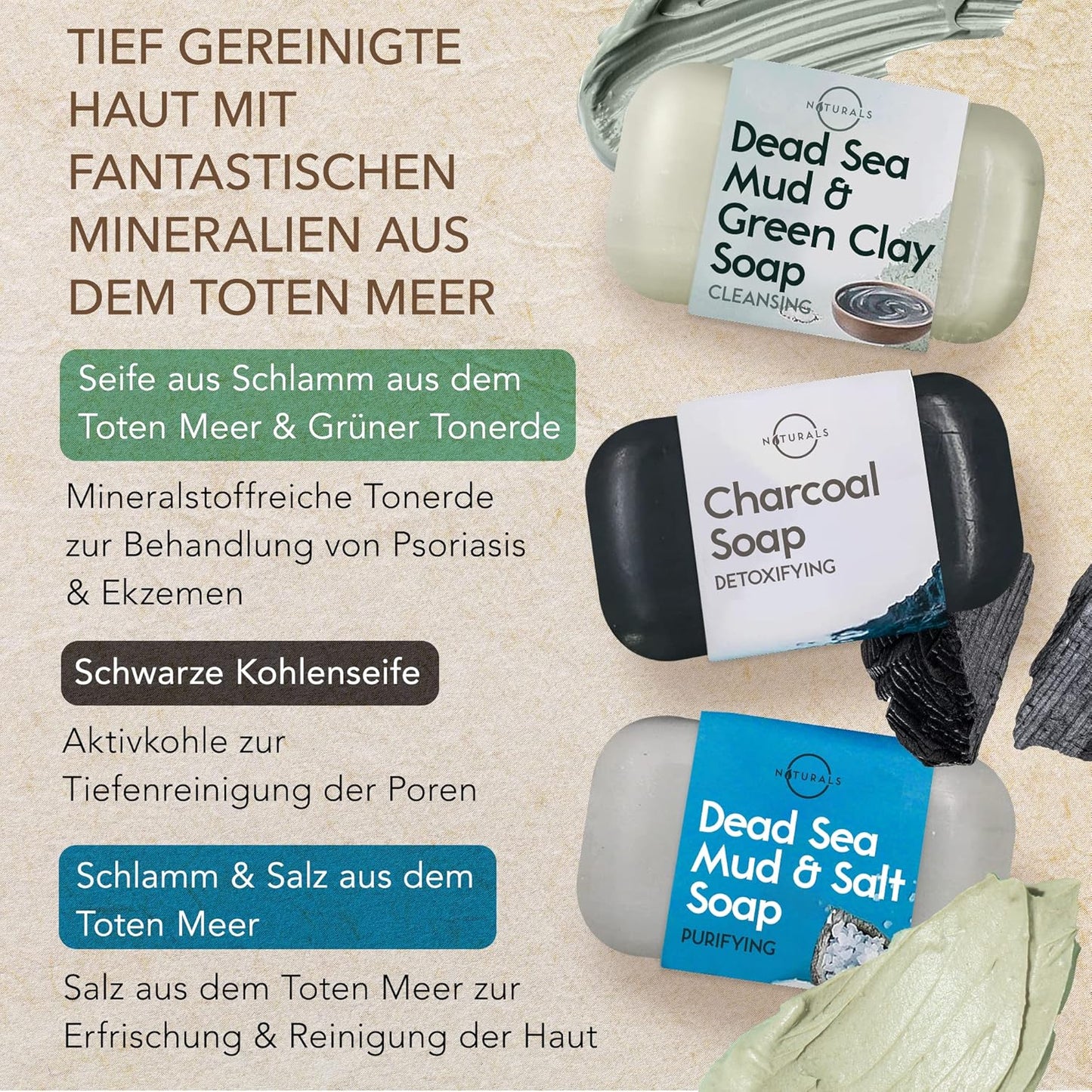 O Naturals 6 Stück Seifen Duschgel Naturkosmetic Stück 100% Bio Und Vegan Feste Dusche- Handseife, Gesichtsseife Und Körperseife- Männer Und Frauen
