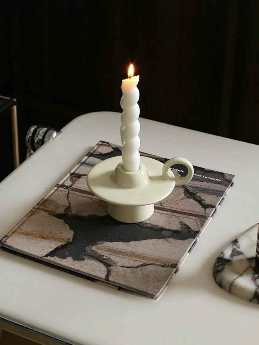 Handmade Ceramic UFO Candle Holder, Retro Table Decor