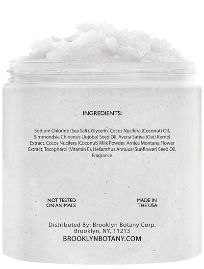 Coconut Milk Body Scrub 10 Oz - Made with Dead Sea Salt and Essential Oils - anti Cellulite, Stretch Marks, and Varicose Veins -