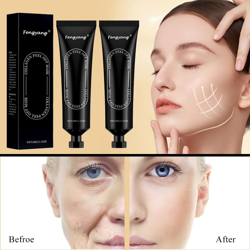 ® 2Pcs Collagen Maske, Collagen Soft Peel-Off-Maske, Collagen Peel off Gesichtsmaske, Mitesserentferner Porenreiniger Maske, anti Falten anti Aging Gesichtsmaske, Hautstraffend