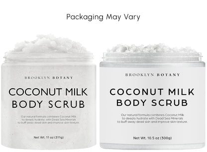 Coconut Milk Body Scrub 10 Oz - Made with Dead Sea Salt and Essential Oils - anti Cellulite, Stretch Marks, and Varicose Veins -