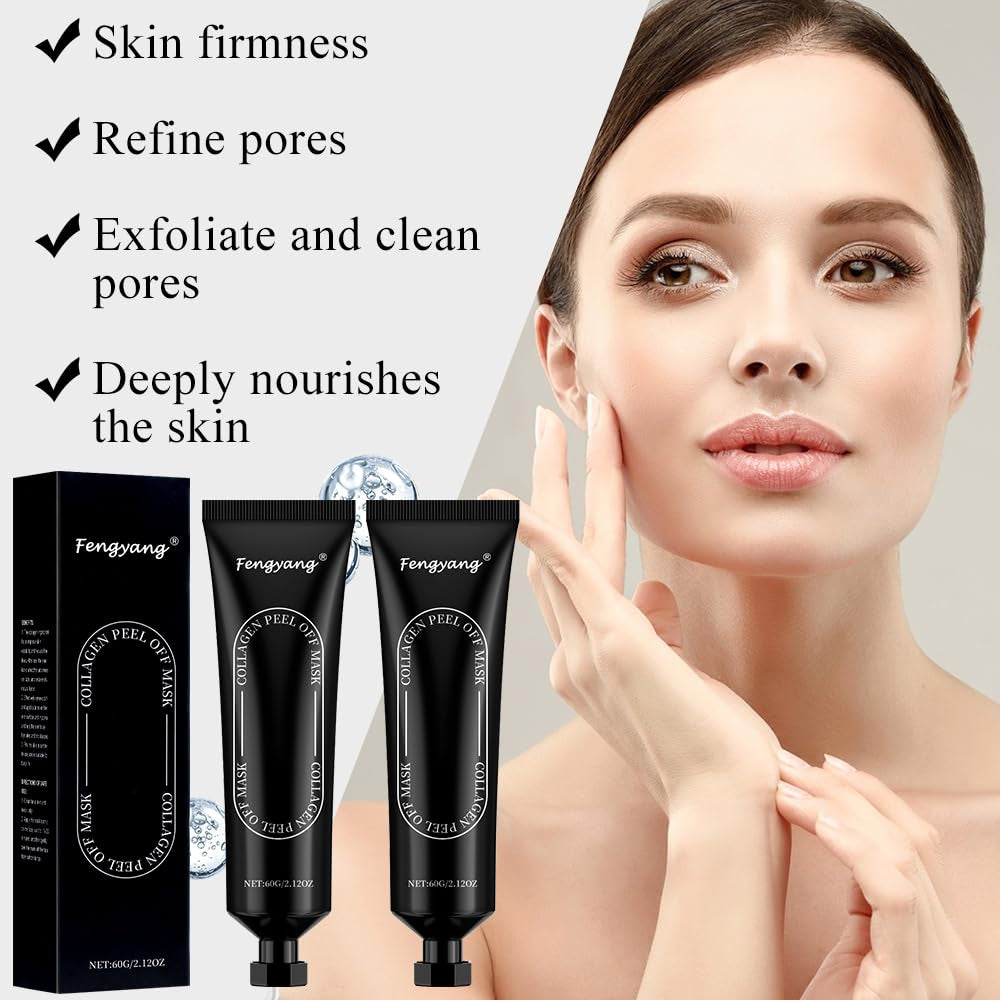 ® 2Pcs Collagen Maske, Collagen Soft Peel-Off-Maske, Collagen Peel off Gesichtsmaske, Mitesserentferner Porenreiniger Maske, anti Falten anti Aging Gesichtsmaske, Hautstraffend