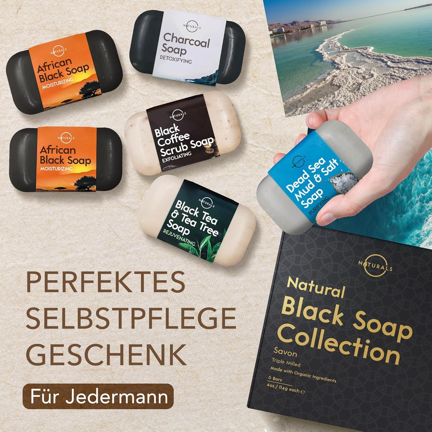 O Naturals 6 Stück Seifen Duschgel Naturkosmetic Stück 100% Bio Und Vegan Feste Dusche- Handseife, Gesichtsseife Und Körperseife- Männer Und Frauen