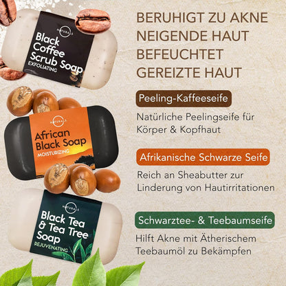 O Naturals 6 Stück Seifen Duschgel Naturkosmetic Stück 100% Bio Und Vegan Feste Dusche- Handseife, Gesichtsseife Und Körperseife- Männer Und Frauen