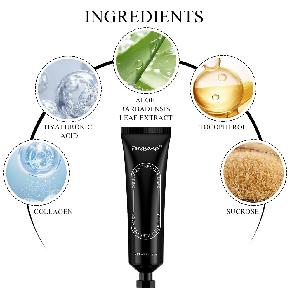 ® 2Pcs Collagen Maske, Collagen Soft Peel-Off-Maske, Collagen Peel off Gesichtsmaske, Mitesserentferner Porenreiniger Maske, anti Falten anti Aging Gesichtsmaske, Hautstraffend