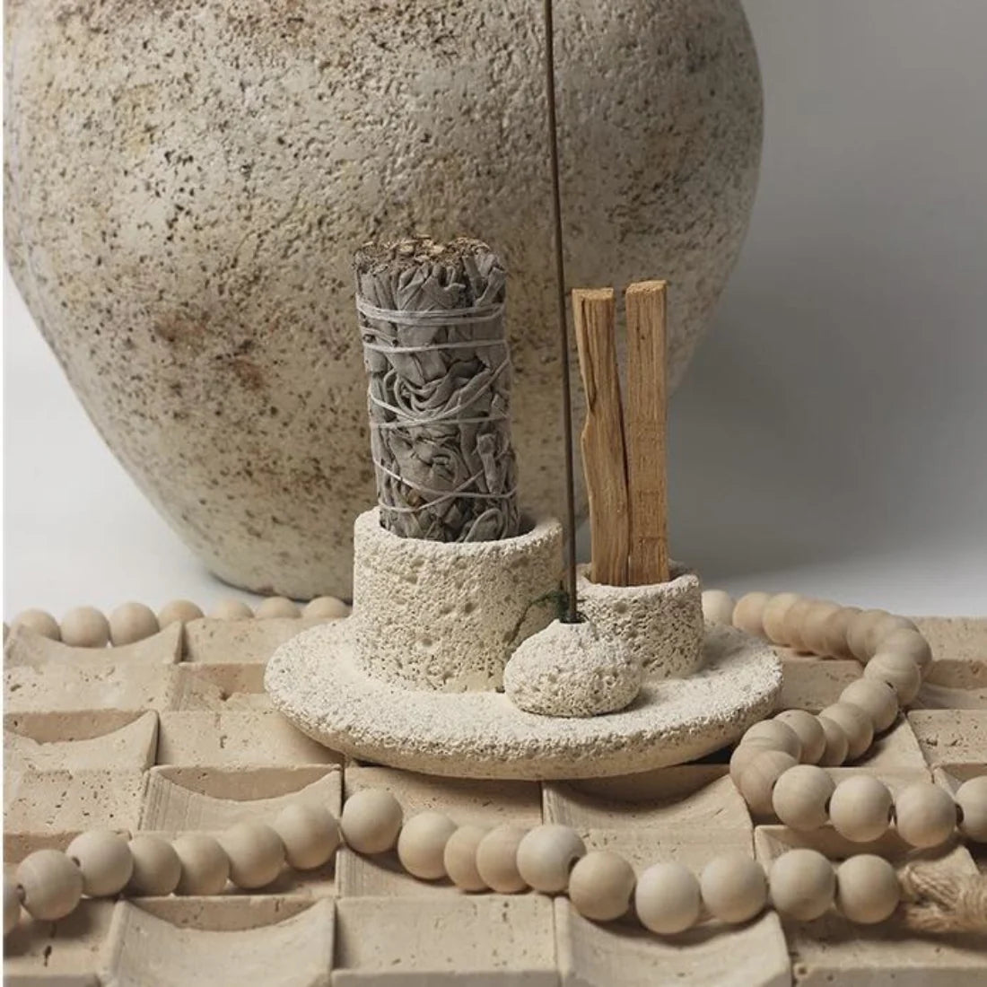 Nordic Style All-In-1 Candle Holder, Sage, Incense & Palo Santo Burner