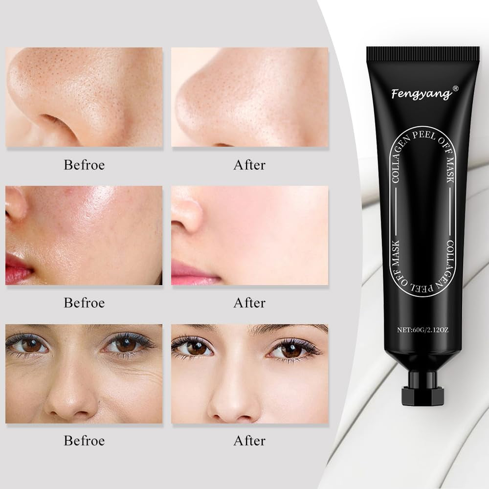 ® 2Pcs Collagen Maske, Collagen Soft Peel-Off-Maske, Collagen Peel off Gesichtsmaske, Mitesserentferner Porenreiniger Maske, anti Falten anti Aging Gesichtsmaske, Hautstraffend