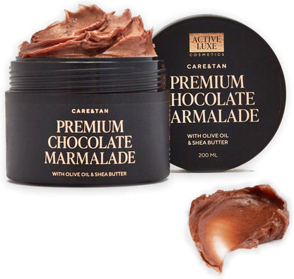 Premium Schokoladenmarmelade - Schnellbräunungs-Sonnenlotion Mit Karotten - Und Olivenöl - Weltneuheit Pflege - Und Bräunungsmarmelade Für Einen Dunkleren Teint (200 Ml)