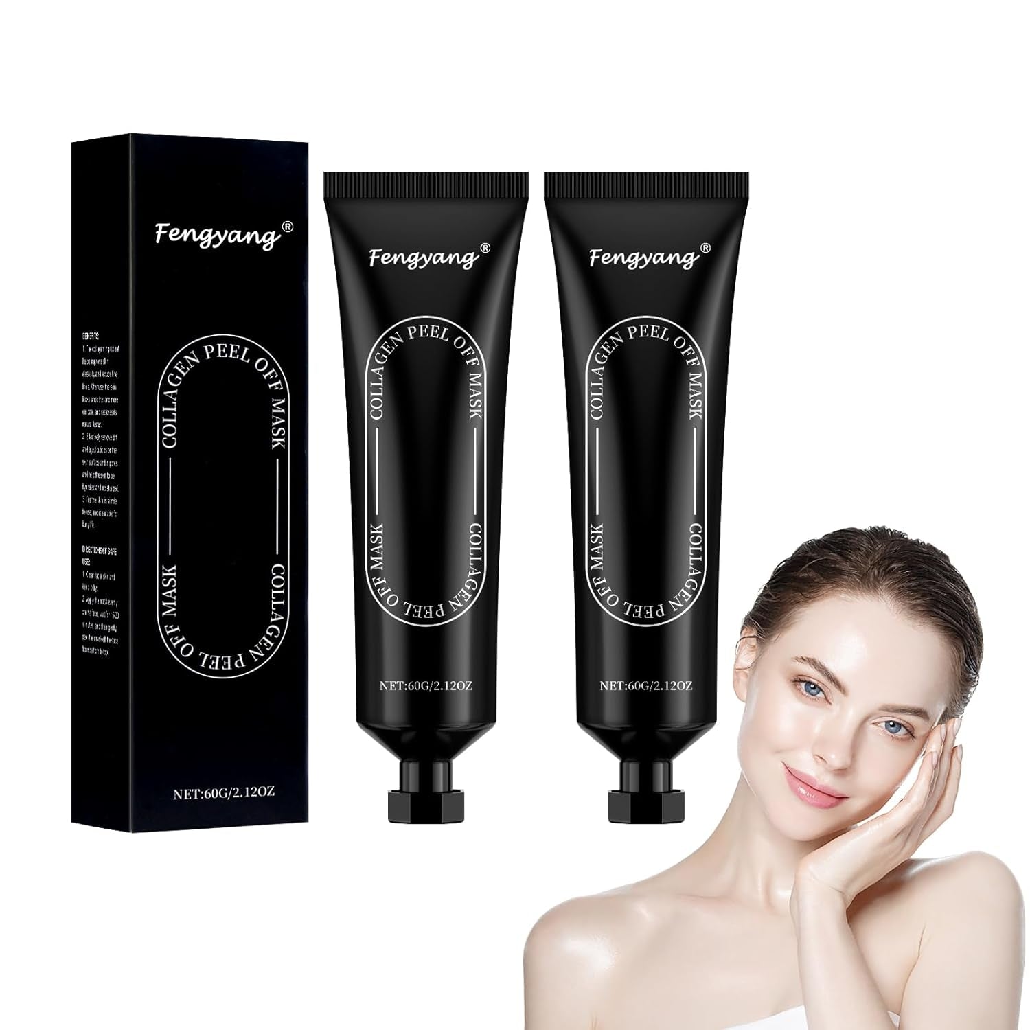 ® 2Pcs Collagen Maske, Collagen Soft Peel-Off-Maske, Collagen Peel off Gesichtsmaske, Mitesserentferner Porenreiniger Maske, anti Falten anti Aging Gesichtsmaske, Hautstraffend