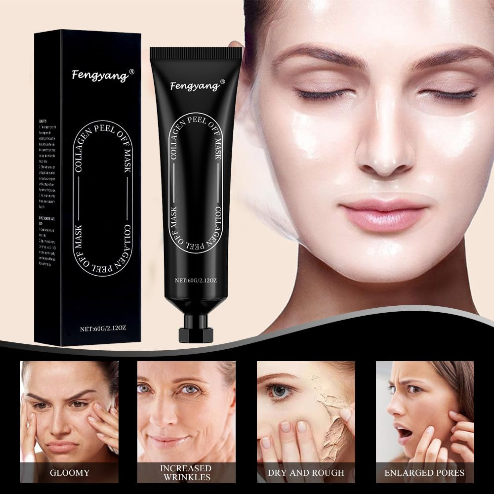 ® 2Pcs Collagen Maske, Collagen Soft Peel-Off-Maske, Collagen Peel off Gesichtsmaske, Mitesserentferner Porenreiniger Maske, anti Falten anti Aging Gesichtsmaske, Hautstraffend